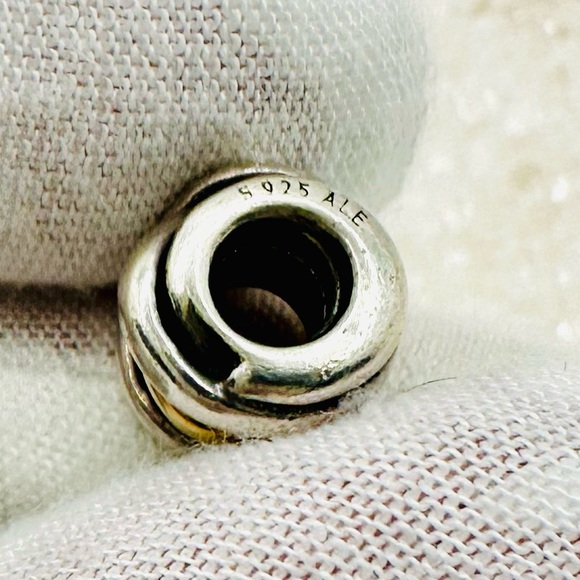 EUC Pandora 790153 Sterling Silver & 14k Yellow Gold Ring Cluster Charm - Picture 16 of 17